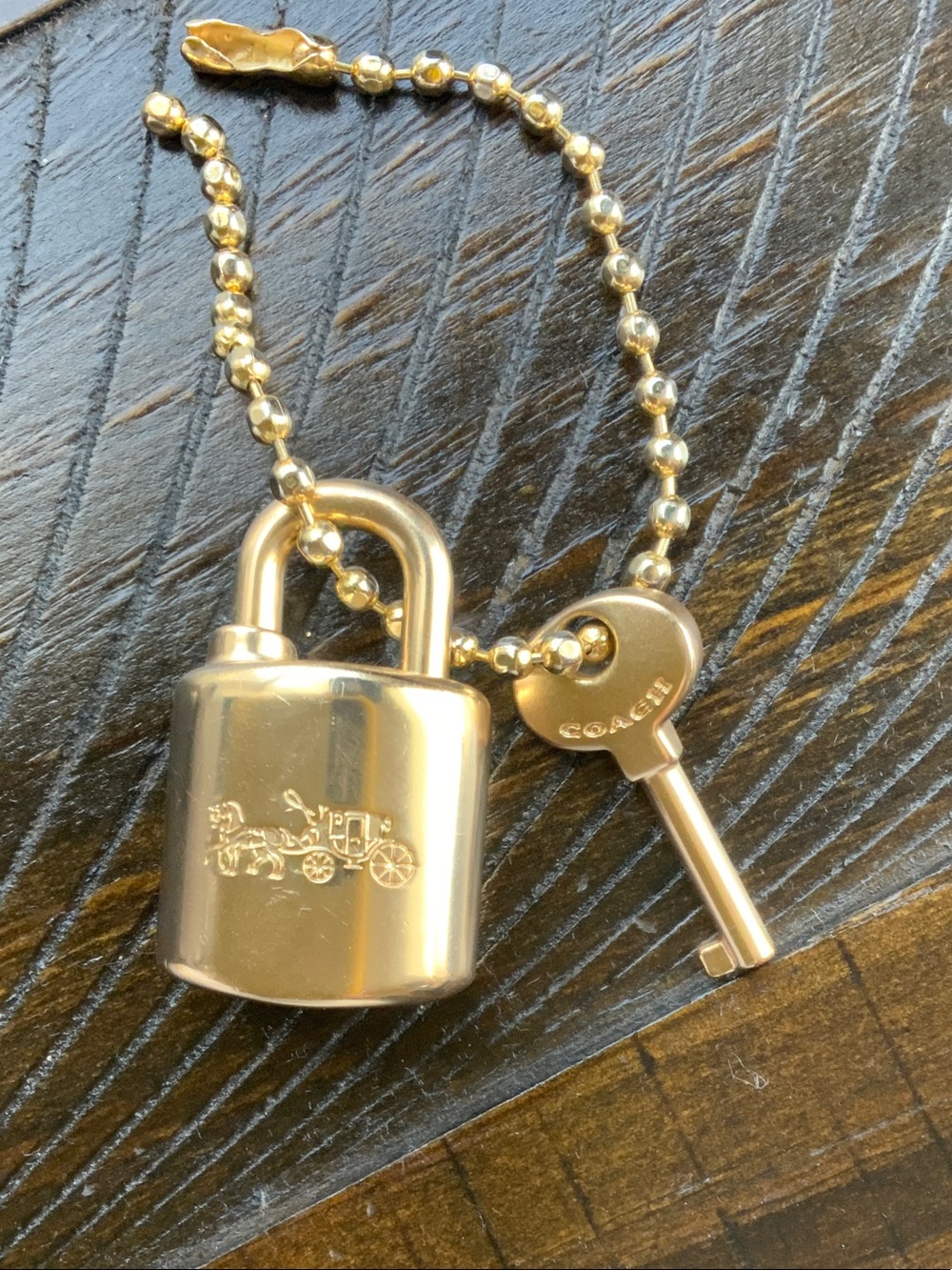 Coach Gold-Tone Padlock and Key Charm - Picture 2 of 3